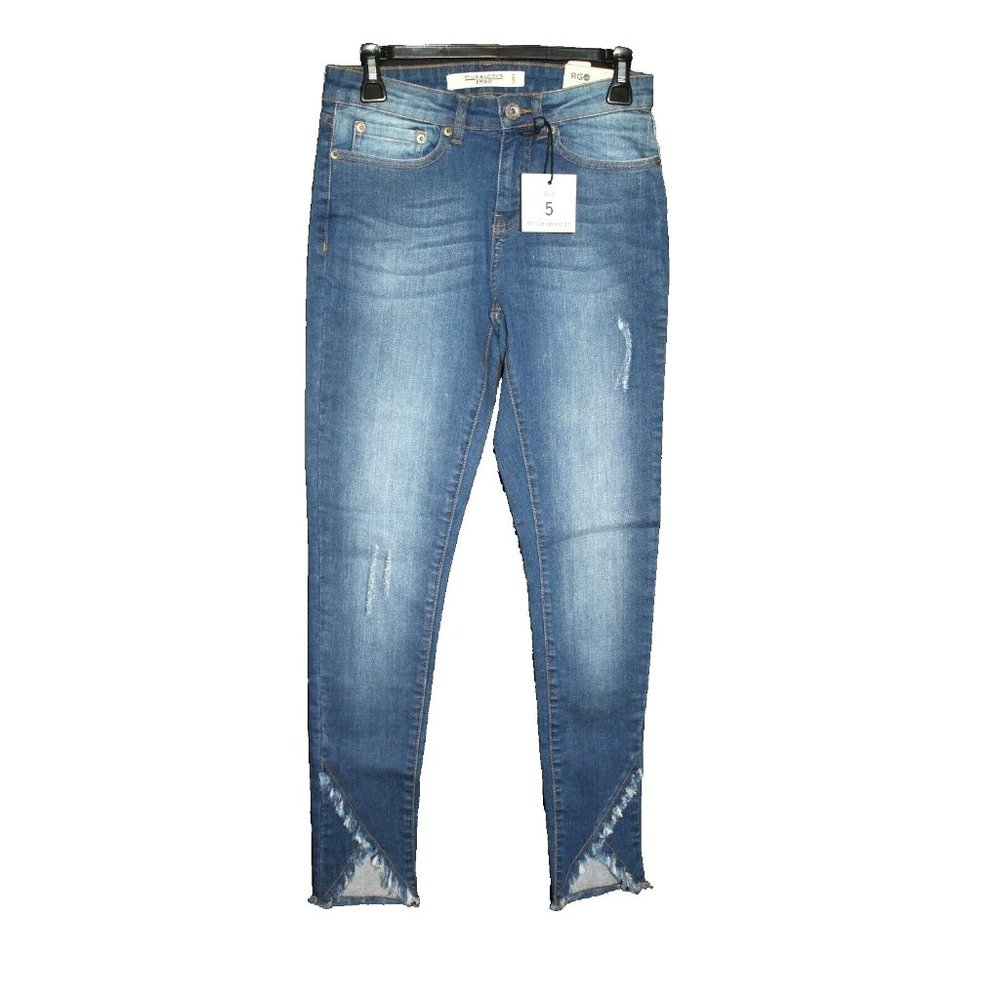 Muselooks Ergo Women Sz 5 Jeans Medium Wash Frayed Hem Everyday Comfy Twill NEW